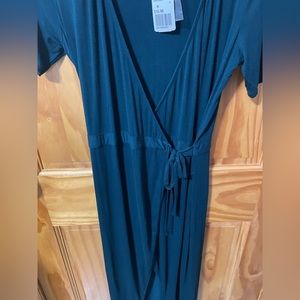 Dark Green V- Neck Wrap Maxi Dress- NWT